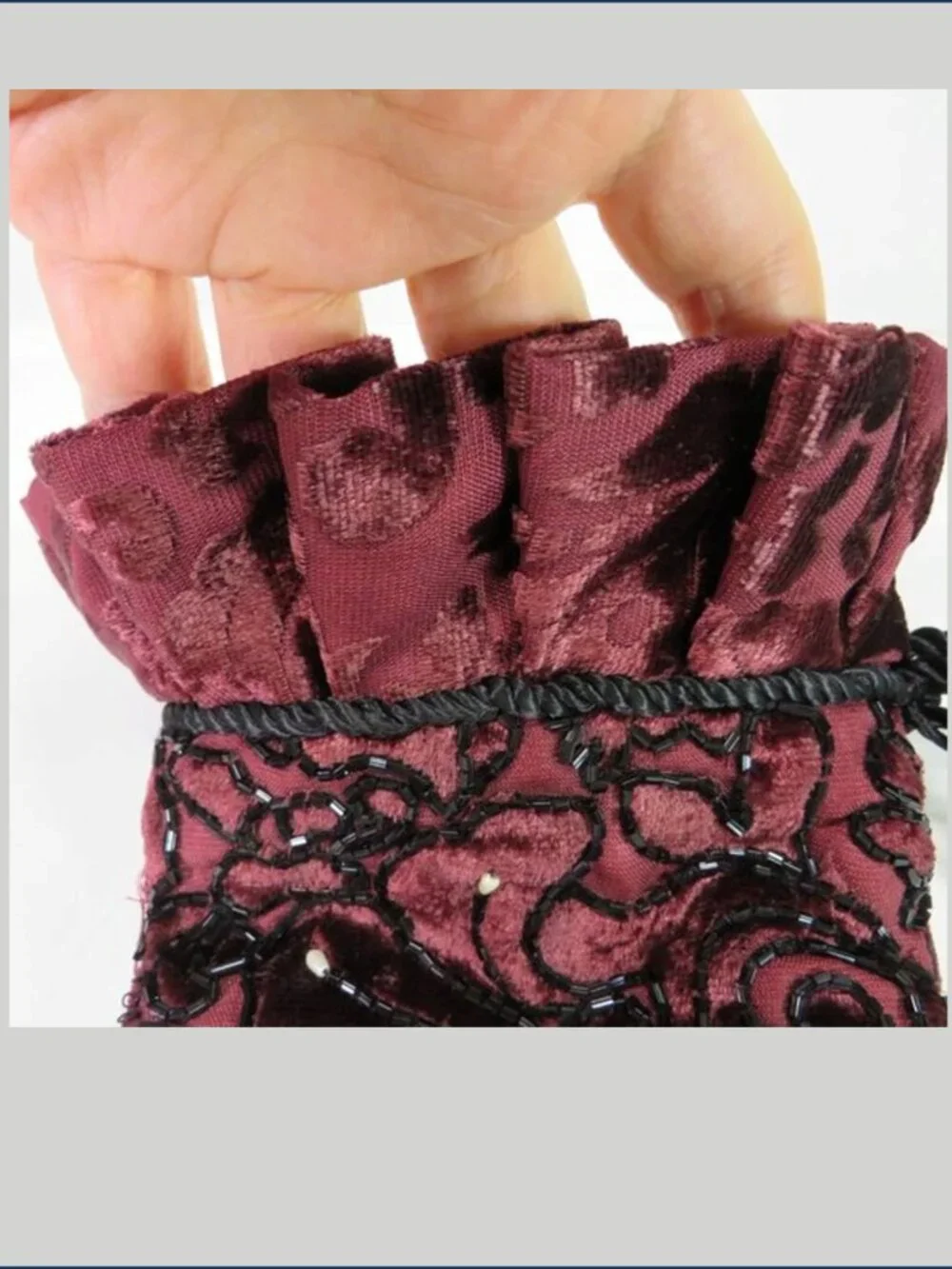Victorian High Heel Boot Stocking Beaded Brocade Whimsygoth Dark Academia Decor